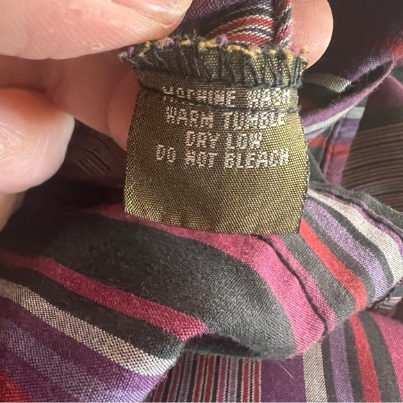 OUTLAW WESTERN WEAR Striped snap down shirt size L (16-16-½). Extra long tails - Picture 4 of 10